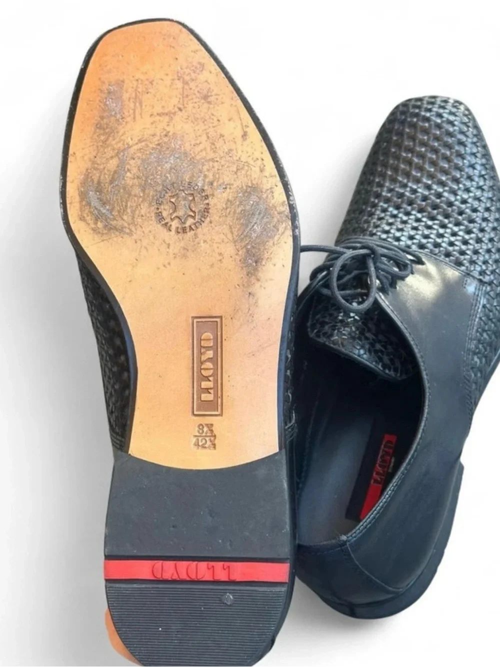 Men’s Woven Leather Lace-Up Shoes in Black